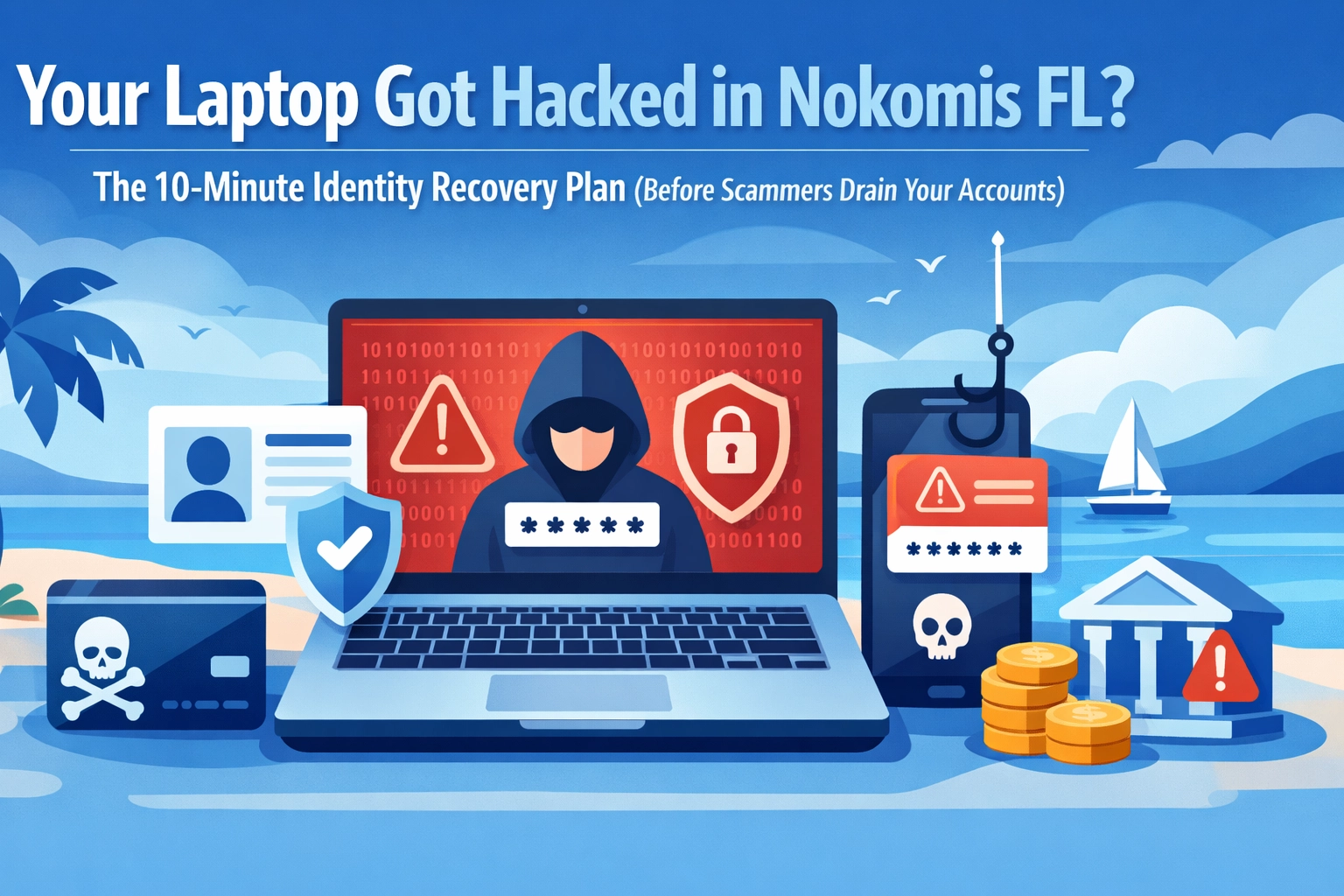 Read more about the article Your Laptop Got Hacked in Nokomis FL? The 10-Minute Identity Recovery Plan (Before Scammers Drain Your Accounts)